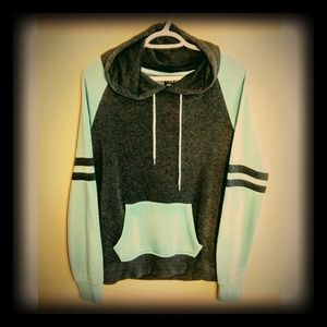 Zine Seafoam & Gray Contrast Striped Hoodie